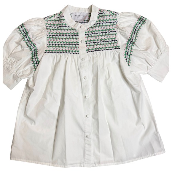 The Shirt Rochelle Behrens Embroidered Saylor Blouse Top Tuckernuck Small - Picture 3 of 11
